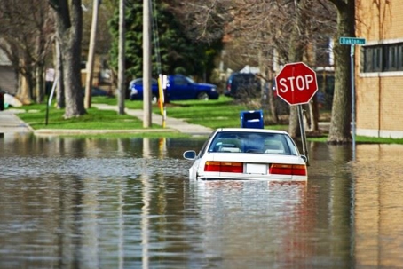 car submerged in water